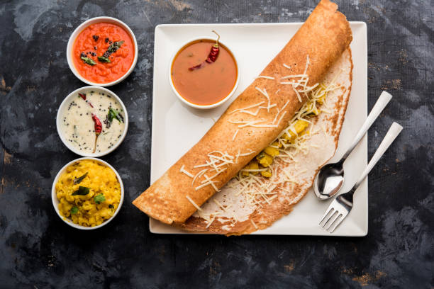 cheese masala dosa recipe with sambar and chutney