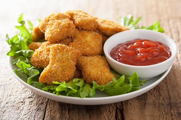 chicken nuggets with ketchup